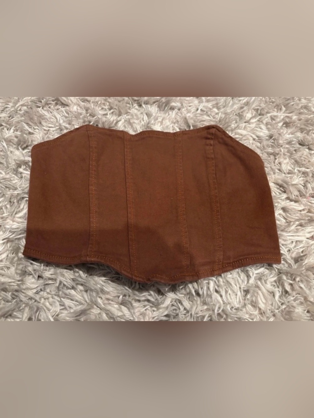 Edikted Brown Denim Corset Top Size Medium